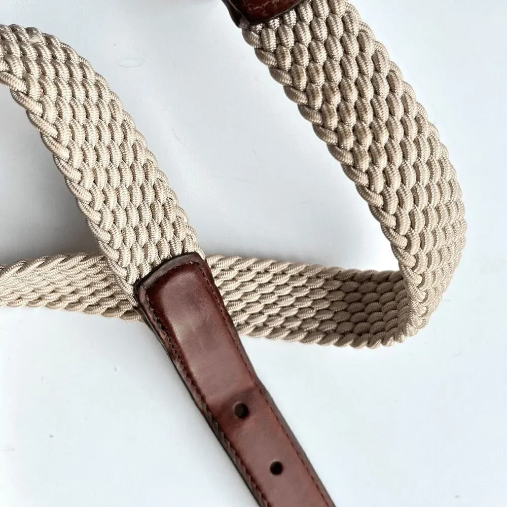 Orvis Vintage Woven Stretch Belt with Leather Trim - Made in USA - 40”